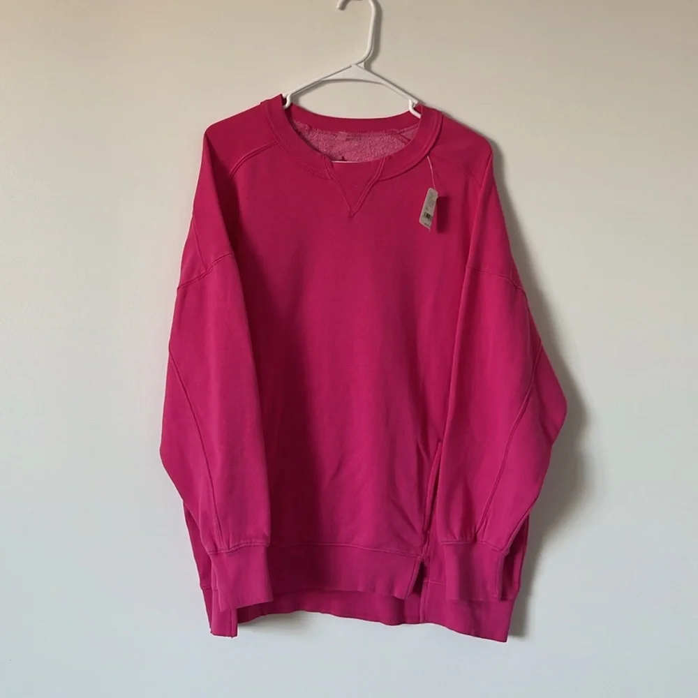 Free People FP Movement Intercept Tunic Magenta Oversized Sweatshirt, NWT